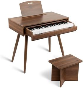 STRICH 37 Keys Kids Piano Keyboard Set, Mini Digital Piano for Kids With Stand Chair, Drawer Design Wood Piano for 3+ Girls and Boys, Walnut Color, SEK-50