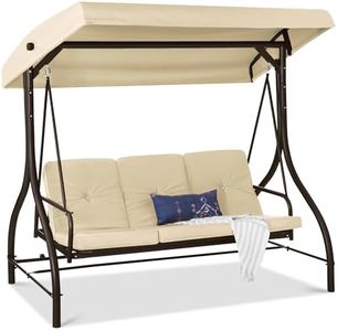 Best Choice Products 3-Seat Outdoor Large Converting Canopy Swing Glider, Patio Hammock Lounge Chair for Porch, Backyard w/Flatbed, Adjustable Shade, Removable Cushions - Ivory