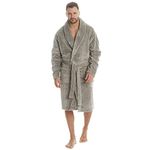 Mens Shawl Collar Plus Size Big and Tall Dressing Gown Bath Robe Grey 4XL