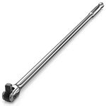 Olsa Tools Breaker Bar 1/2-Inch Drive 25" Length | 180 Degree Flex Head | Rotating Head | Spring-Loaded Detent Ball | Heavy Duty Chrome Vanadium (Cr-V) | Great for Automotives, Nuts and Bolts