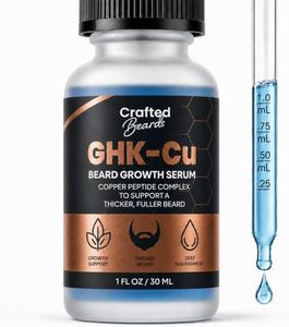 GHK-cu Copper Peptide for Beard Growth - Beard Growth Serum - Beard Serum - Beard Regrowth Treatment - 1 fl oz