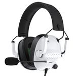 Jeecoo J50 Gaming Headset for PS4 PS5 Xbox One S/X - Stereo Sound Headphones with Microphone - Folding, Comfortable Lightweight Fit Compatible with PC Laptop Mobile Devices - White