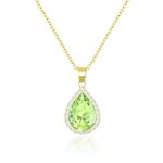 Linawe Gold Crystal Imitation Diamond Necklaces for Women Trendy, Green Moissanite Birthstone Choker Preppy Pendant Necklace Statement Long Aesthetic Gemstone Jewelry Set