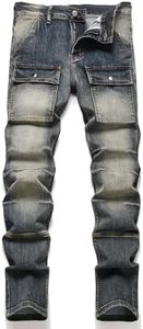 XIMXIMMTIAN Men Slim Fit Jeans Fashion Biker Jeans for Men Stretch Designer Distressed Straight Denim Pants (40, 260 Blue)