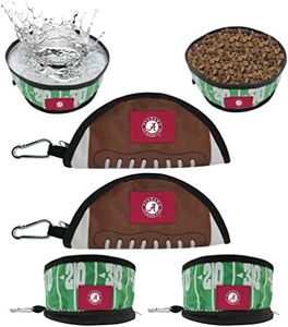 NCAA Alabama Crimson Tide Pets First Collapsible Dog Travel Bowl Set, 2 Pack Food and Water Bowls for Dogs, Best Portable & Lightweight Leak-Proof Dog Bowls for Travel