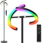 SIBRILLE 2024 Upgraded RGB Floor Lamp, Bright Modern Standing Lamp 20W 3000-6000K Stepless Dimmable LED Tall Lamp with Remote Control for Living Room Bedroom Office