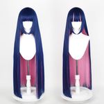 Stocking Wig Long Straight Purple Mixed Pink Stocking Cosplay Wig Women's Anime Costume Wigs for Halloween Party (39-Inch)