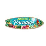 Honey Dew Gifts Wooden Surfboard Signs, Welcome to Paradise, 5 inch by 16 inch, Wooden Hanging Sign, Decorative Wall Art, Home Party Summer Decor