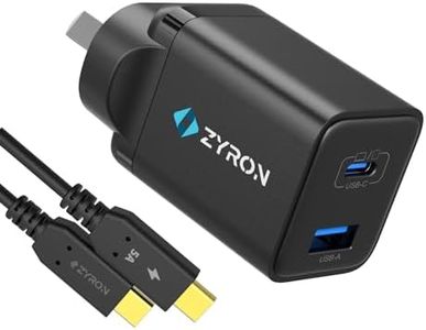 Zyron 30W USB-C Fast Charger, Dual Port USB-C & USB-A Wall Charger with PD & QC3.0, Compact Power Adapter AU Plug Compatible with iPhone, iPad, Samsung, MacBook Air, and More (30W)