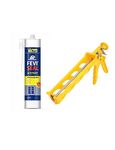 Dr.Fixit Fevi Seal Acetoxy Silicone Sealant (Clear) + Heavy Duty PVC Unbreakable Applicator/Caulking Gun