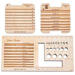 BENECREAT 3 Style Wood Knitting Needle Gauge and Ruler, Square Wood Spinning Control Card Knitting Tool for Spinners Yarn Measuring Tools Crochet Accessories