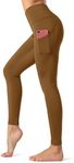 Dragon Fit High Waist Yoga Leggings with 3 Pockets,Tummy Control Workout Running 4 Way Stretch Yoga Pants (Medium, Brown)