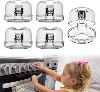 BBsecure Stove Knob Covers - 5 Pack Heat Resistant Gas Stove Knob Covers with Child Proof Lock & 3M Strong Adhesive, Oil-Proof Oven Knob Covers with Clear Transparent Design, Pet-Friendly