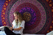 Large Hippie Wall Hanging Tapestry for Home Decor 90x84 Inch Pink and Purple Mandala Chakra Floral Print Tapestries Bohemian Indian Hippy Tapisserie Murale