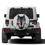 Foruidea Wolf Rose Spare Tire Cover with Backup Camera Hole Wheel Tire Cover Fit Trailer, RV, SUV and Many Vehicle 17inch