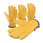 SKICK Leather Gardening Gloves for Women and Men - Pack of 4 | Thorn Resistant Heavy Duty Gardening Gloves for Men | Breathable Garden Gloves for Women and Men | Elastic Leather Work Gloves (Large)