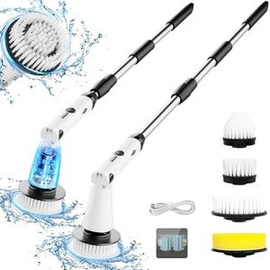 Electric Spin Scrubber, 2024 New Bathroom Cleaner, Power Shower Cleaning Brush with Extendable Handle & 4 Brush Heads, Shower Scrubber for Bathtub Tile Grout Kitchen Window and Floor