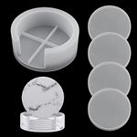 5 PCS Round Coaster Resin Moulds with Coaster Storage Box Mould, Coaster Mould for Resin, DIY Coasters Mould Set for Making Cup Mats Cups Mats Table Home Decoration