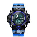 Acnos Polyurethane Premium Brand-A Digital Watch Shockproof Multi-Functional Automatic Black Dial Blue Color Army Strap Waterproof Digital Sports Watch For Men's Kids Watch For Boys-Pack Of-1