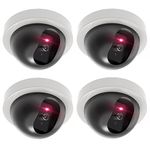 WALI Dummy Fake Security CCTV Dome Camera with Flashing Red LED Light with Security Alert Sticker Decals (SDW-4), 4 Packs, White