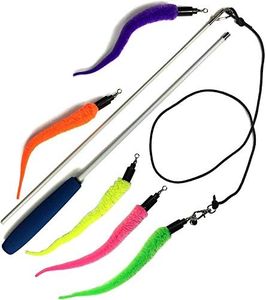 Pet Fit For Life Cat Wand Toy: 5-Piece Worm Teaser & Exerciser - Durable Flirt Pole/Cat Teaser Toy – Interactive Fun for Feline Fitness