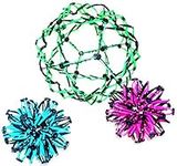 4E's Novelty 3 Pack Expandable Breathing Ball Sphere Toy - Expanding Stress Relief Breathing Ball Toys for Kids & Adults - for Anxiety, Yoga, Deep Breathing, ADHD - Neon Blue, Pink, & Green