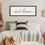 Sweet Dreams Wall Decor Above Bed 32''×12'' Master Bedroom Large Sweet Dreams Sign Farmhouse Wall Decor Guest Room Wood Rustic Framed Wall Art Hanging Decoration (Black)