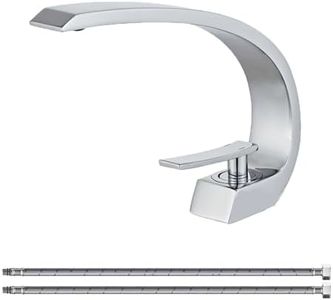 Wovier Robinet d'évier de salle de bain en chrome avec tuyau d'alimentation, robinet de lavabo monotrou à conception unique, mitigeur de lavabo