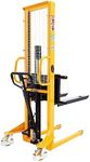 APOLLO Manual Stacker Hand Pallet Forklift 1100lbs Capacity 63" Lifting Height with Fixed Legs and Adjustable Forks Only Suitable for EU Pallets