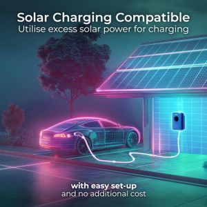 Masterplug Smart EV Wall Charger, Type 2, 7.4kW, 5m Tethered Cable, App Control, Solar Ready, Black
