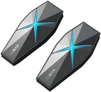 ASMAX F1 Motorcycle Bluetooth Headset, 10 Riders Mesh Helmet Communication Systems, AI Voice Control Motorcycle Intercom, 50Min Fast Charging, Auto Volume Control/ENC Noise Reduction for Snowmobile