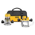 DEWALT DW618PKB 2-1/4 HP EVS Fixed Base/Plunge Router Combo Kit with Soft Start