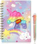 GINMLYDA Pop Secret Diary for Girls with Pen, 8.25x5.7 Inches 160 Pages Unicorn Fidget Kids Notebook and Pen Set for Girls Birthday Presents A5 Spiral Kids Journal for Girls Gifts 6-12 Year Old