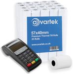 57 x 40mm Premium Thermal Paper Till Receipt Rolls for PDQ Credit Card Machine, POS, EPOS, Card Machines, Barclaycard, Verifone, Ingenico, Sagem, Spire, Pax, Worldpay [Pack of 20] - AVARTEK