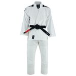 Playwell Pro Mens BJJ GI Jiu Jitsu Uniform Suit (Comes with Free Ju Jitsu White BELT) - White (A2)