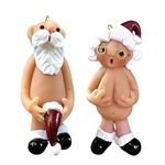 DWTECH Naughty Santa -2 Pcs 8CM Christmas Ornament Stocking Cap Santa Ornament Naked Santa Home Indoor Table Ornament Decorations Christmas Party Tree Hanging Decor Toys Gifts (8cm)