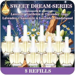 Plug In Air Freshener Refills 8 Pack - Gardenia, Sage, Chamomile, Sandalwood 4 Scents Essential Oil Refill - Suitable for Home, Bathroom,Compatible with Air Wick & Glade, Not Include Glade Plus