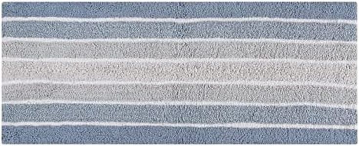 THE BEER VALLEY Alpine Stripe Bath Rug Runner 24x60 Inches Blue - Soft & Absorbent Anti-Slip Long Bathroom Mat - Cotton Rug for Kitchen, Hallway, Bedroom