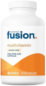 Bariatric Fusion Bariatric Multivitamin Without Iron | Post Bariatric Surgery Patients | Iron Free Bariatric Vitamin for Gastric Bypass and Sleeve Gastrectomy | 180 Capsules | 3 Month Supply