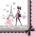 Creative Converting 18 Count Party in Paris Lunch Napkins, Pink/Black