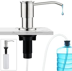 CREA Kitchen Sink Soap Dispenser Countertop for Kitchen Sink, Stainless Stee Built in Sink Soap Dispenser Brushed Nickel for Bathroom ​with 39" Tube Large Capacity 17 OZ Bottle