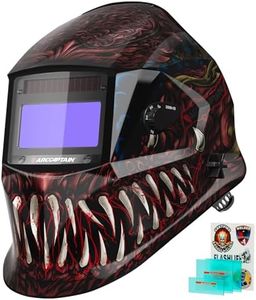 ARCCAPTAIN Welding Helmet Auto Darkening, 1/1/1/1 True Color Welding Hood, 4 Arc Sensor 1/25000s Response Time Solar Powered Weld Hood Helmet, Alien