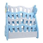 OK Play Book Shelf, Storage Organizer for Kids (2-8 Years) - Sky Blue & Grey