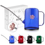 Watering Can Indoor for House Plants Small Watering cans with Long Spout Flower Model Sprinkler Head 1.2L (Blue, 1.2L)