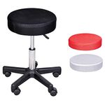 HOMCOM Adjustable Hydraulic Swivel Massage Salon Stool Facial Spa Tattoo Saddle Chair with 3 Changeable Seat Covers, Red/White/Black