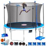 TruJump 12 FT Ultimate MULTIPLAY Heavy Duty Outdoor Trampoline with Dunk Zone Basketball Hoop System, Safety Enclosure Net, Electron Shooter, Water Anchor, Flashlite Zone and Phone Pouch
