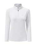 AIRIKE Women Long Sleeve Shirt Zip Golf Polo Top Moisture Wicking Pullover White L