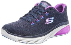 Skechers GLIDE-STEP FLEX AIR Slip On Shoes for Women - Memory Foam Gel-Infused comfort insole ranslucent Skech-Air midsole Mesh Upper Walking Shoes Blue