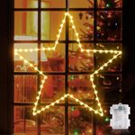 GlobaLink Christmas Star Lights,50cm Ultra Large Battery Window Star Lights Waterproof LED Star Lights with Timing Function & 8 Modes Foldable Xmas Window Lights for Weddings Party Home Decor - 1pack