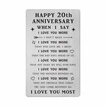 SOUSYOKYO 20th Anniversary Card Gifts for Him Men Husband, Personalized 20 Year Wedding Anniversary Present Gift for Her Women Wife, Happy 20th Anniversary Decorations Wallet Card